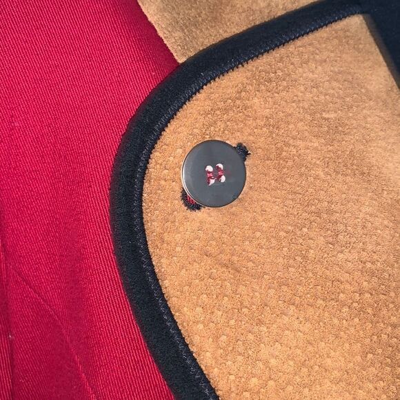 Ruff Hewn Crimson Red Jacket with Suede Lapels Vintage Size Small - Picture 4 of 9